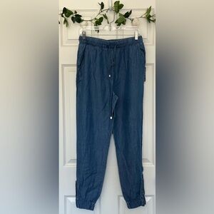 FOREVER 21 Parachute Baggy Chambray Denim Jean Drawstring Pants- Size M